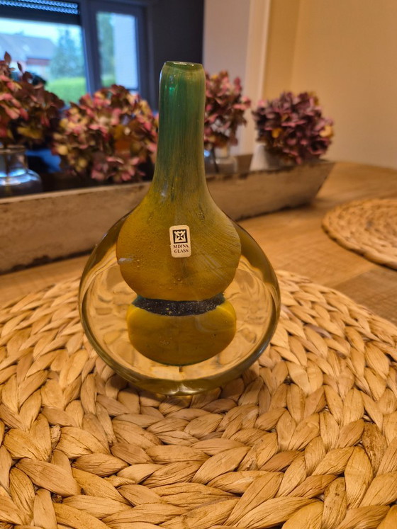Mdina Glass Vase, yellow and blue, Glass art, Vintage (photo 5 of 6)