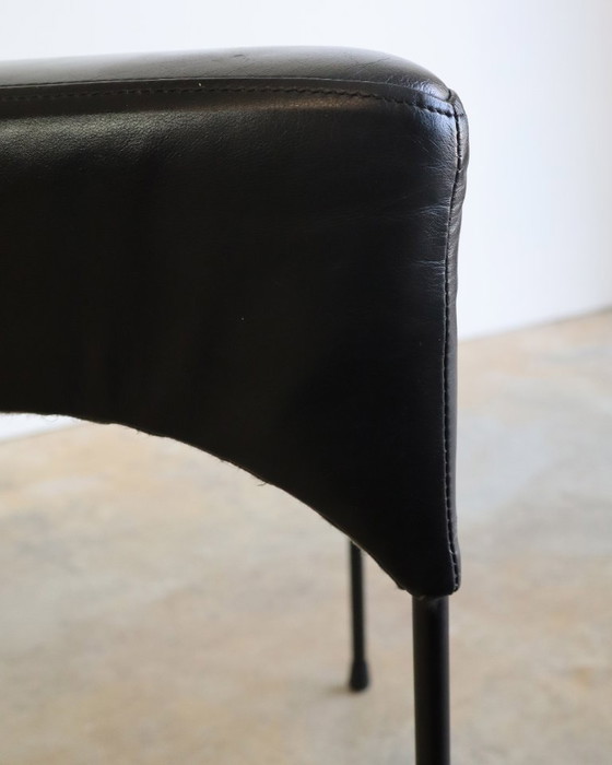 Image 1 of 4 sedie da pranzo in pelle nera