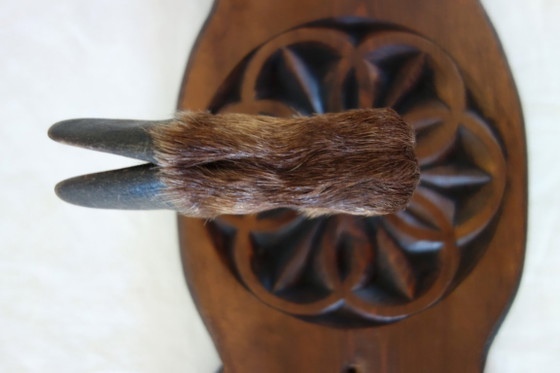 Image 1 of Vintage wall-mounted coat rack with deer hooves, Hautes-Alpes