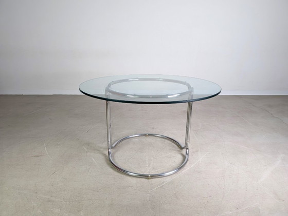 Image 1 of Original Midcentury dining table glass table chrome Space Age 1980