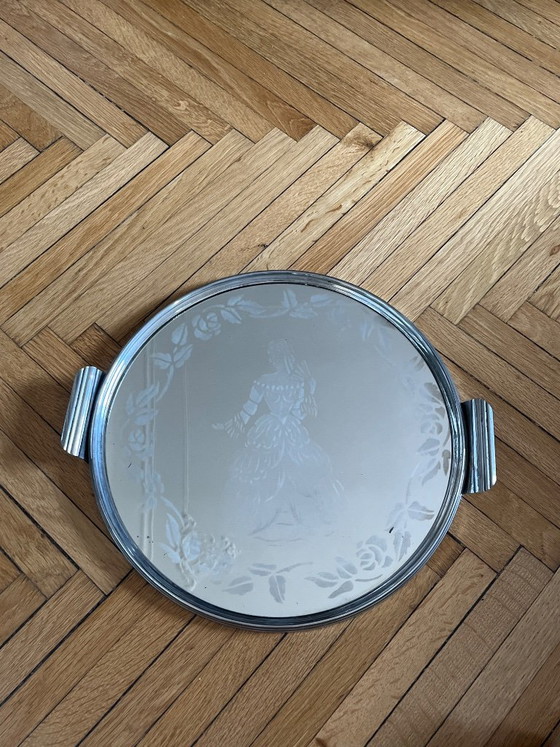 Art Deco spiegel dienblad – Decoratieve objecten, Glass, Chrome (photo 2 of 15)