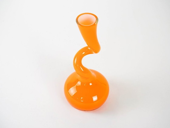 Image 1 of Orange vase, Swing Vase, Danish design, manufactured by Normann Copenhagen, designed by Britta Bonnesen
