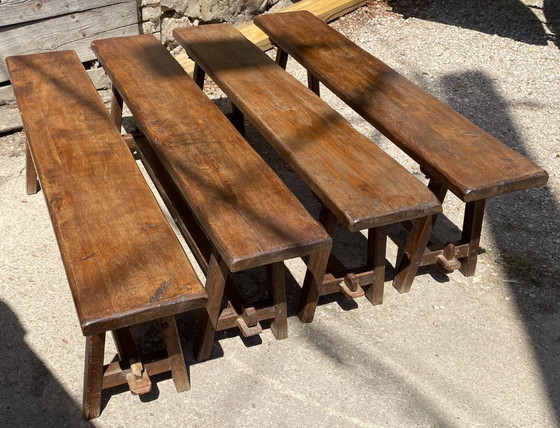 Image 1 of Panca da fattoria in rovere massello, 140 cm, per un tavolo rustico da fattoria anni '50