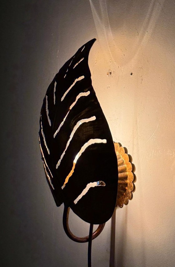 Image 1 of Lámpara de hoja/Monstera Lámpara de hoja al estilo de Maison Jansen, Francia, años 80