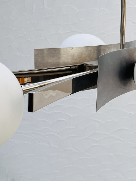 Image 1 of Lámpara de araña con 4 opalinas de la era espacial