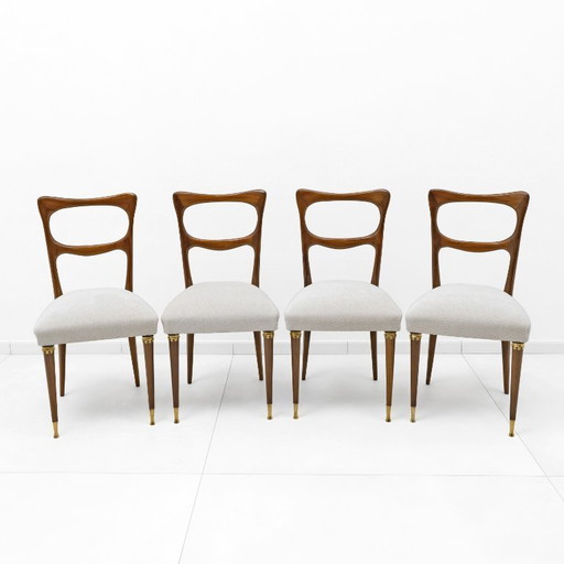 Zugeschrieben an Paolo Buffa, Mid-Century Modern Esszimmerstühle, 1950er Jahre, Vierer-Set