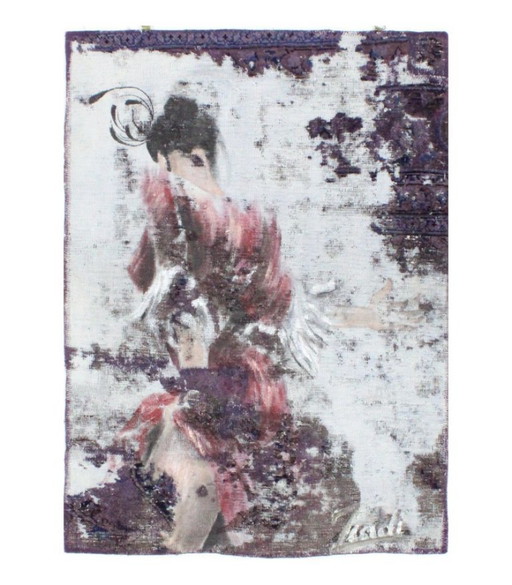 Oriental Hand-knotted Vintage Art Classic & Relief Design 115 x 85 cm Grey Color