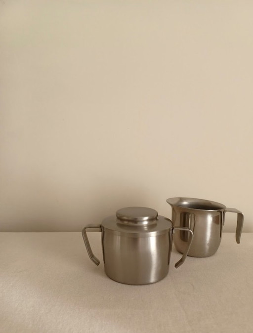 Mid-century barista set. Motta Italy and Assenmaker. Stainless steel and stainless steel.