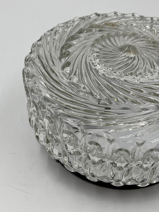 Ronde glazen plafondlamp met reliëf