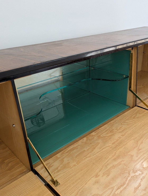 Image 1 of Buffet - Cristal, laiton, palissandre, parchemin - années 1950
