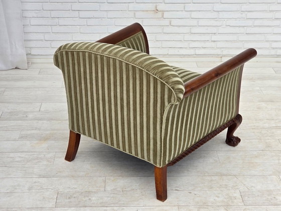 Image 1 of Fauteuil danois des années 1950, revêtement en velours, bois de teck.