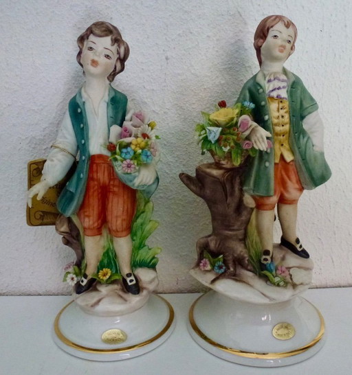 2x Vintage Capodimonte figurines, hand-painted.