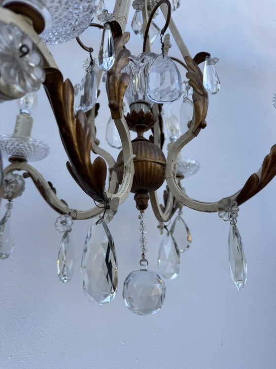 Lampadario in cristallo e ferro battuto con pendenti 1900 – Iron, Crystal (photo 4 of 15)