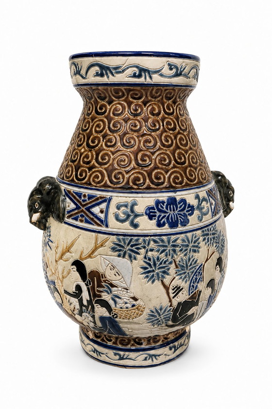 Polychrome ceramic vase in glazed stoneware (photo 2 of 5)