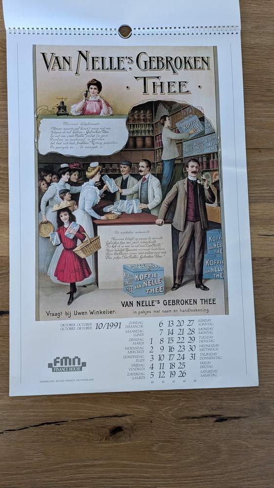 Image 1 of Poster vintage del calendario olandese del 1991 (società finanziaria)