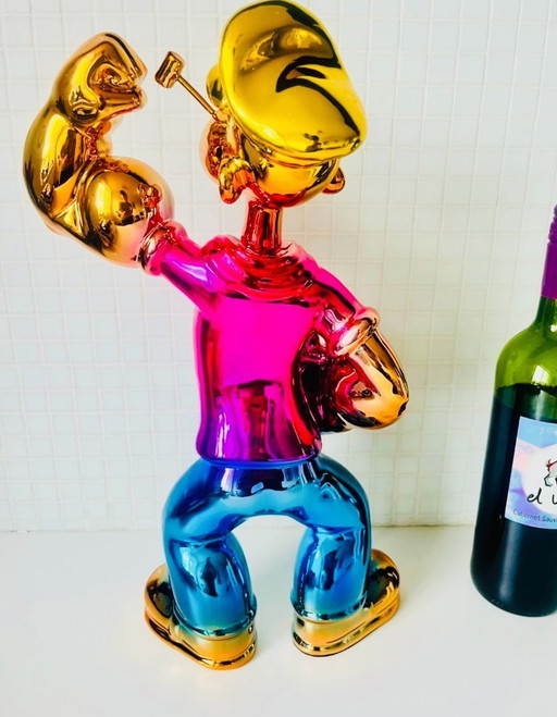 Grande sculpture de Popeyes, style pop art, objet de collection, Monopoly XL rose, style dessin animé