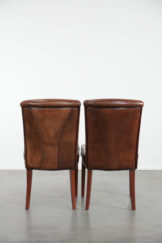 Image 1 of 2 sedie da pranzo in pelle di pecora con carattere e bellissimi colori caldi