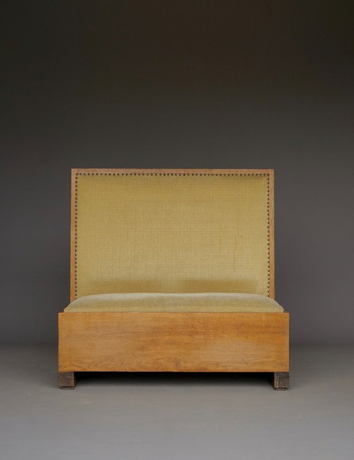 Petite école de La Haye / Banc de hall Art Déco en chêne, années 1930