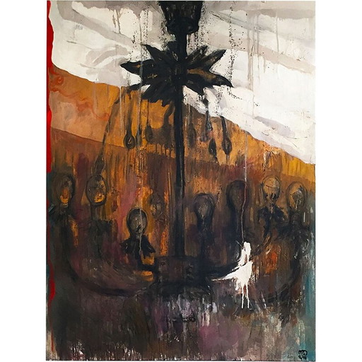 Vintage-Gemälde "Der Kronleuchter" von Tibor Cervenak, Vereinigtes Königreich 2000