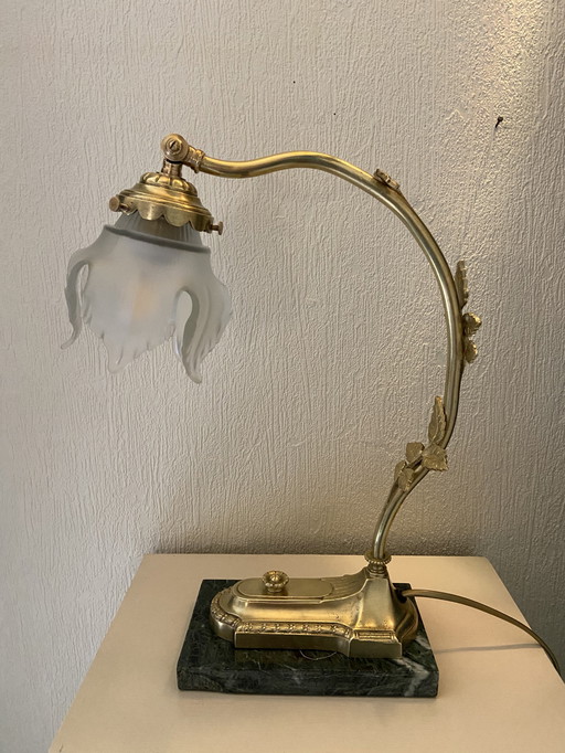 Art Nouveau style articulated bronze desk lamp