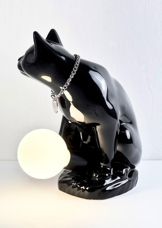 Image 1 of "NOX" table lamp by "neo" Handmade / Stoneware / Black Gloss / Limited Edition