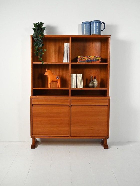 Image 1 of Scandinavian bookcase with sideboard and open shelves, 40s/50s