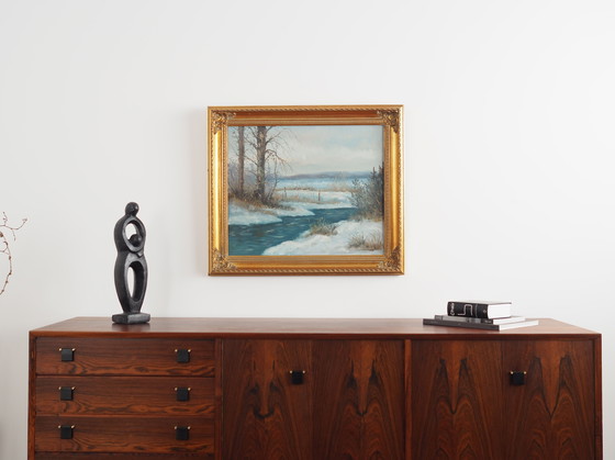 Image 1 of Tableau "Le ruisseau d'hiver", design scandinave, années 1970