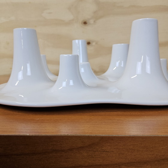 Image 1 of Bougeoir et coupe à fruits en céramique blanche, design Willem Noyons (design néerlandais)