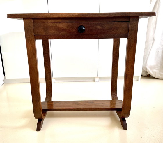 Image 1 of Art Deco bijzettafel eikenhout - Jaren 30 - Amsterdamse School 