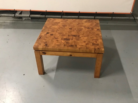 Image 1 of Solid elm coffee table in patterned top Netherlands 1970s