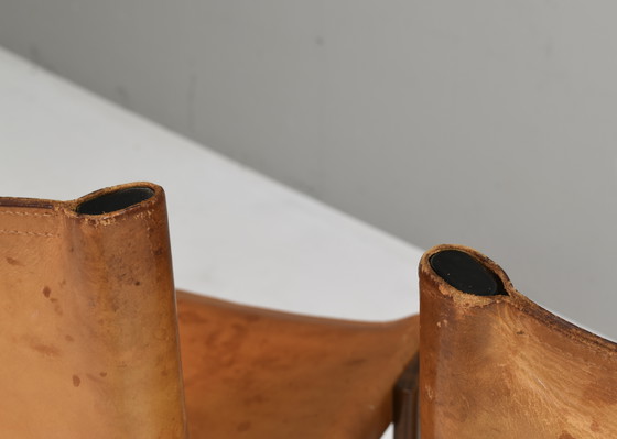 Image 1 of 4x Chaises Monk en cuir cognac par Afra & Tobia Scarpa pour Molteni, Italie 1974