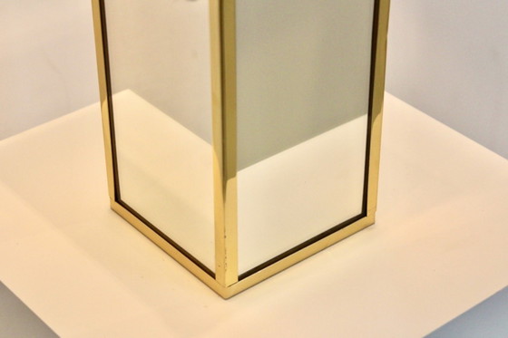 Lampada da tavolo geometrica in ottone e specchio, Belgio, anni '70, Lampade da tavolo, Hollywood Regency (foto 8 di 11)