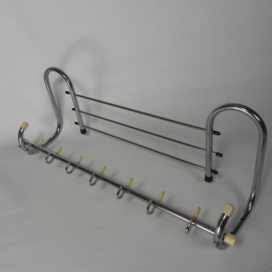 Image 1 of Verchroomde vintage wandkapstok, jaren 50