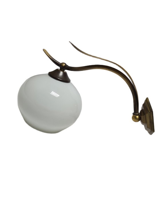 Art Deco wandlamp, Polen, jaren 1950 – Wandlampen, Glass, Brass (photo 3 of 9)