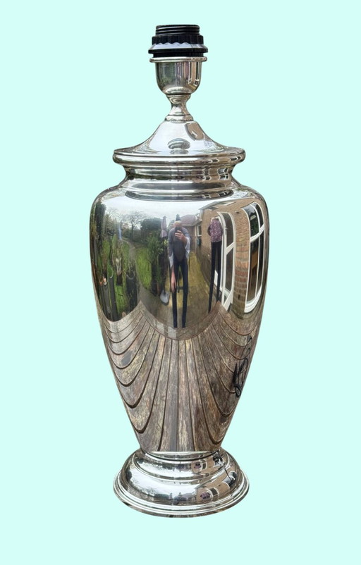 Luxe Franse Étain 95% lampvoet ('80) | Zwaar klassiek-chique designstuk