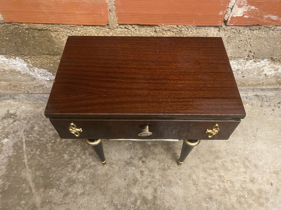 Image 1 of Chevet Ancien Table Nuit N252 Tiroir Bois Laqué Milieu XXeme Vintage #D394