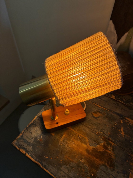 Vintage pendant lamp, sisal and teak. – OMI, Wall lights, Textile, Wood (photo 5 of 14)