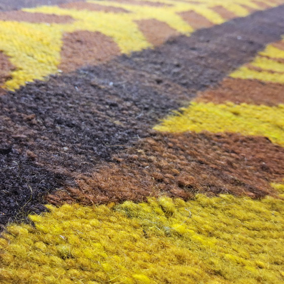 Image 1 of Vintage wollen Design Kilim Tapijt Maria Janowska (Zachód) zonsondergang (Poolse kunst)