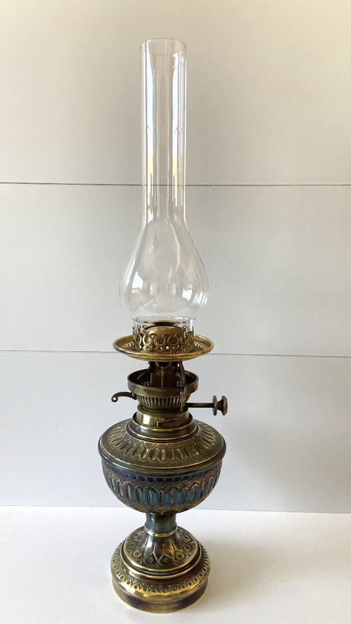 Hinks & Son Napoleon III Englische Petroleumlampe Gelbkupfer