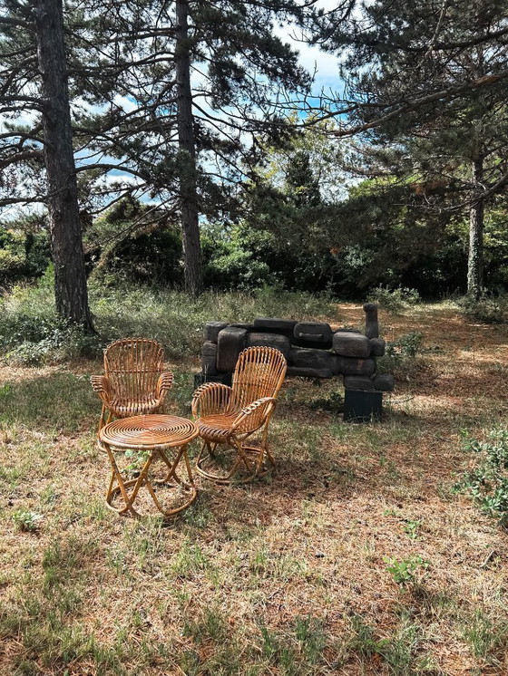 Image 1 of Juego de ratán italiano de los años 70