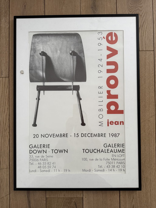 Affiche expo jean prouvé 1987 galerie down town design exhibit perriand eames