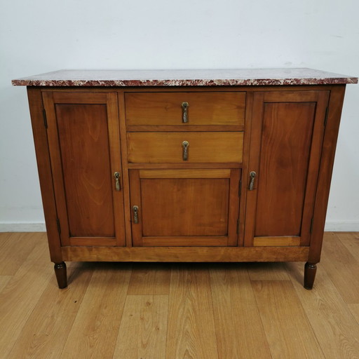 Vintage Antiek Dressoir Commode Ladekast Badkamermeubel Met Marmer Blad