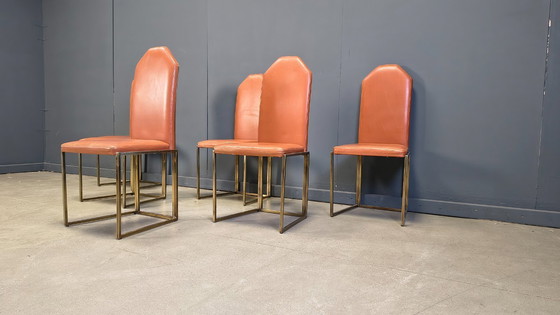 Image 1 of Vintage brass dining chairs by Belgo chrom, 1970s 