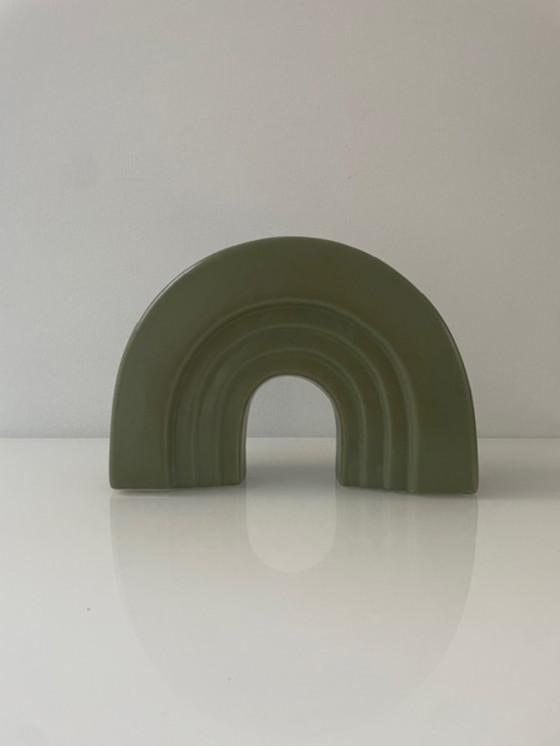 Image 1 of Modern vase/flower pot in arch shape – army green