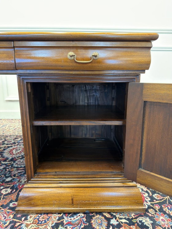 Grande Scrivania da Partner Inglese – Scrivanie, Leather, Wood (photo 15 of 20)