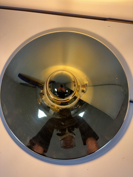 Image 1 of Large Vintage gold space age 60s saucer or disc wall lamp Egoluce Italy