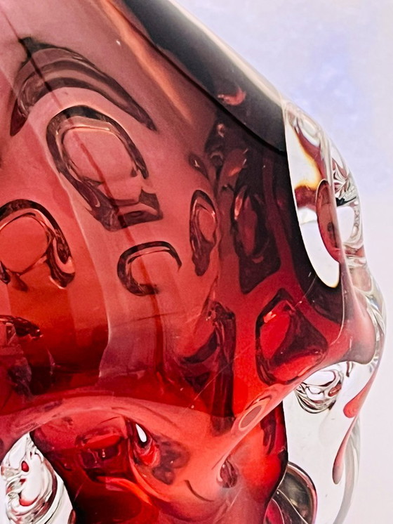 Image 1 of Retro sueco- Börne augustsson- Jarrón con huella digital - alto- rojo