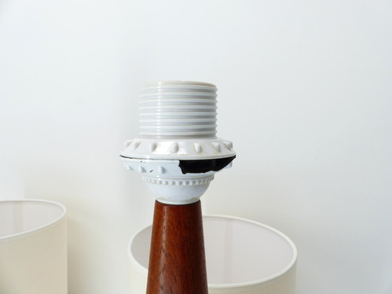 Image 1 of Pair of Scandinavian Teak and Mosaic Table Lamps, Denmark 1960