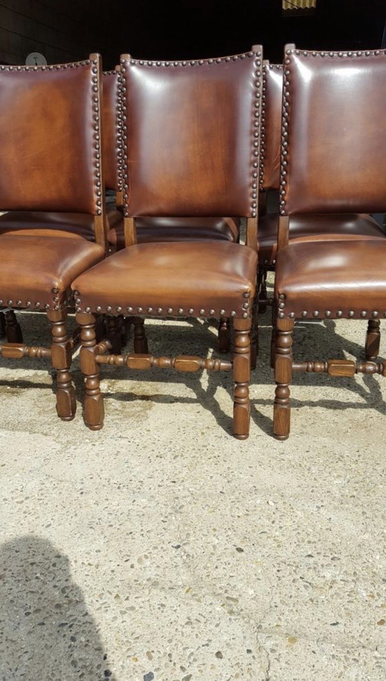 Image 1 of 6 clases clásicas de cuero eetkamer stoelen 