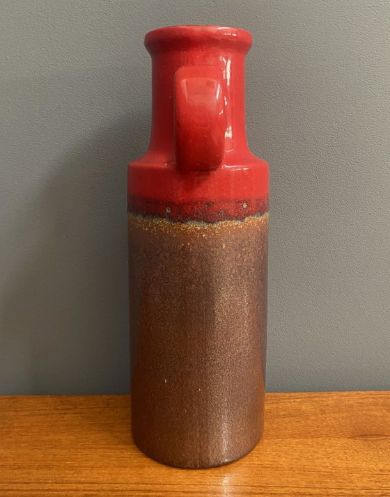 Image 1 of Vaso Scheurich modello 401-28 in rosso e marrone WGP